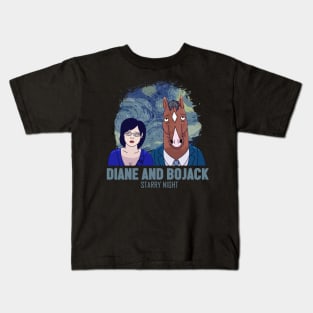 bojack and diane starry night Kids T-Shirt